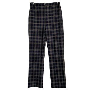 Aritzia Pants Size 4 Womens Sunday Best‎ Navy Blue Plaid High Waist Full Length